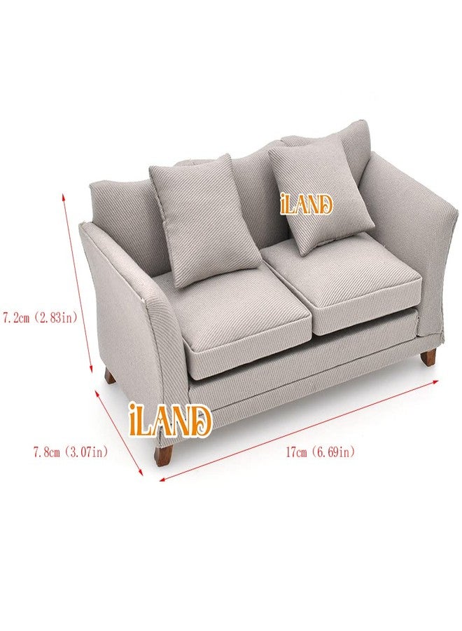 iLAND Modern Dollhouse Furniture on 1/12 Scale, Miniature Couch for Dollhouse Living Room (Khaki Drills) - Image 2